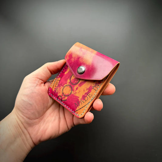Premium Slim Leather Wallet With Durable Snap Lock (Marbled Pink)