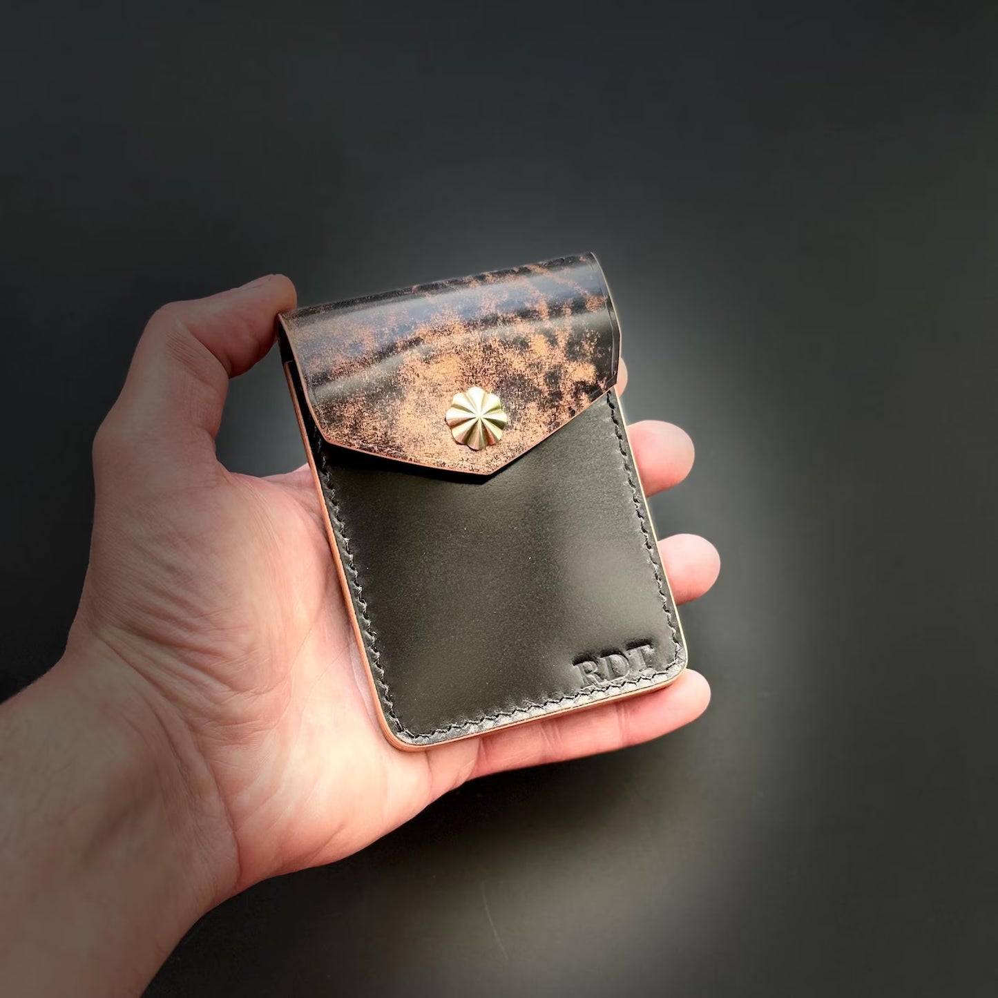 Premium Slim Leather Wallet With Durable Snap Lock (Marbled Black)