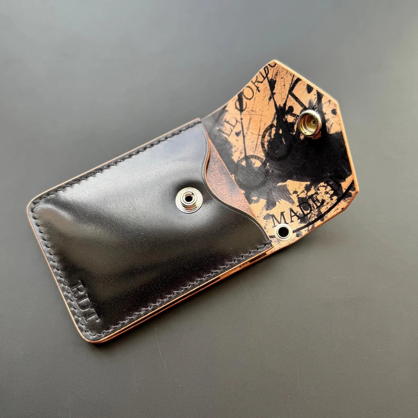 Premium Slim Leather Wallet With Durable Snap Lock (Marbled Black)