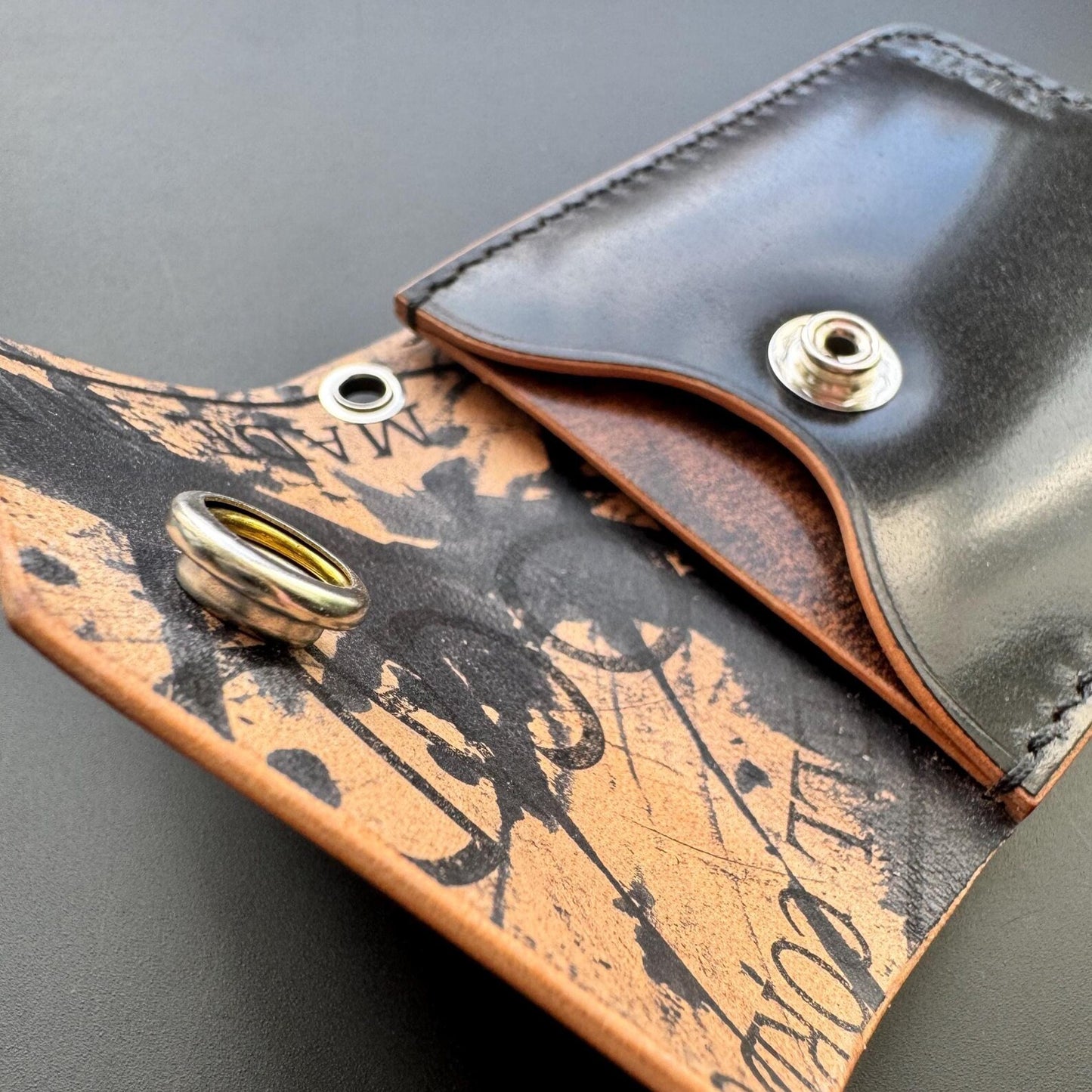 Premium Slim Leather Wallet With Durable Snap Lock (Marbled Black)