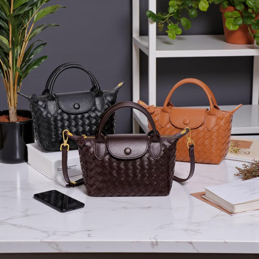 PU Leather Woven Crossbody & Shoulder Bag for Women