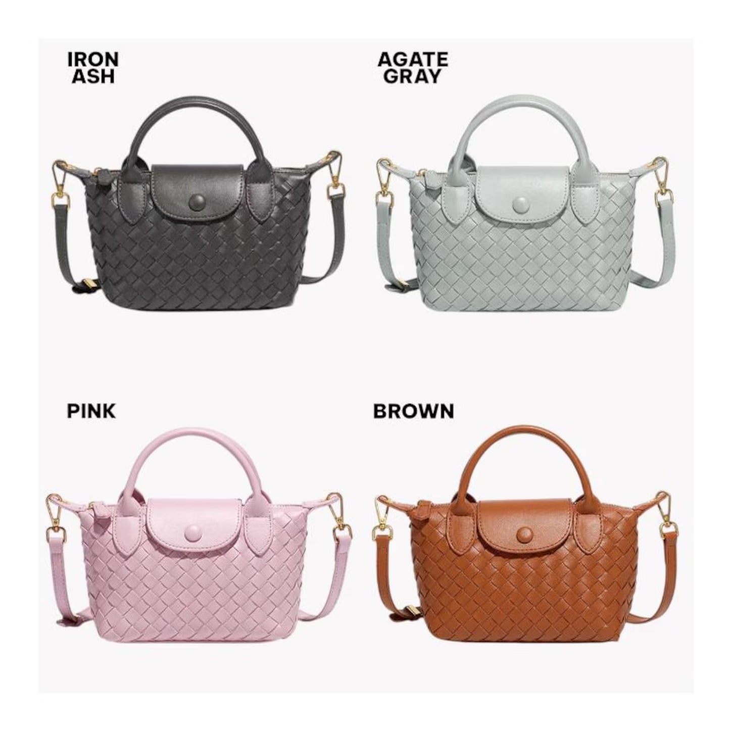 PU Leather Woven Crossbody & Shoulder Bag for Women